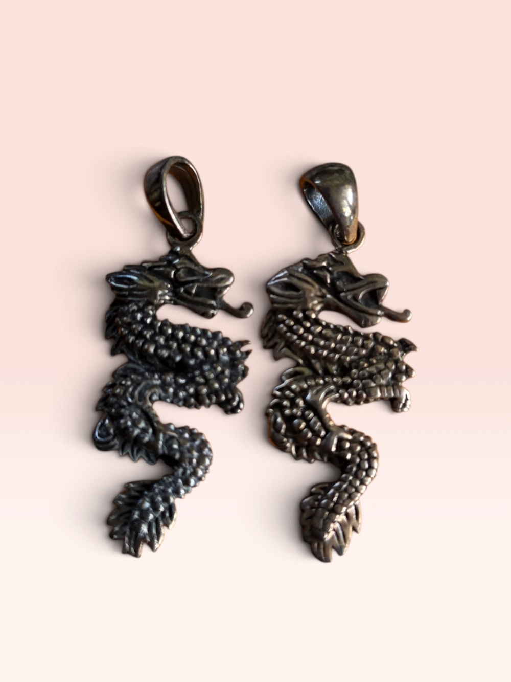 Sterling Silver Dragon Pendant - Silver Dragon Charm